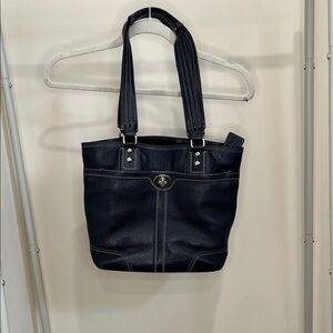 COACH Hamilton Hampton F13959 Brown Pebbled Leather Small Shoulder Bag Turn Lock